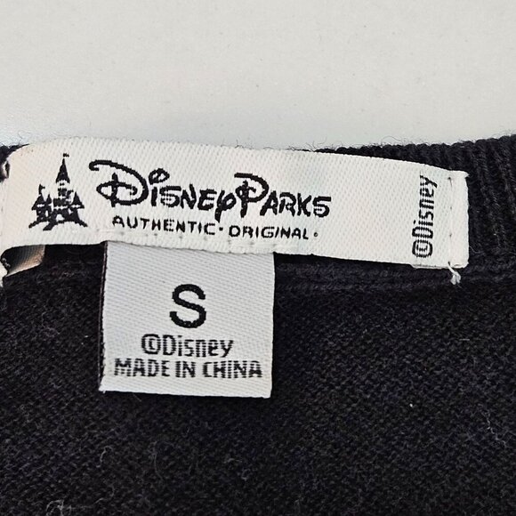 Disney Parks Minnie Mouse Hair Bow Black Sweater Embroidery Small Crew Neck - Picture 5 of 9